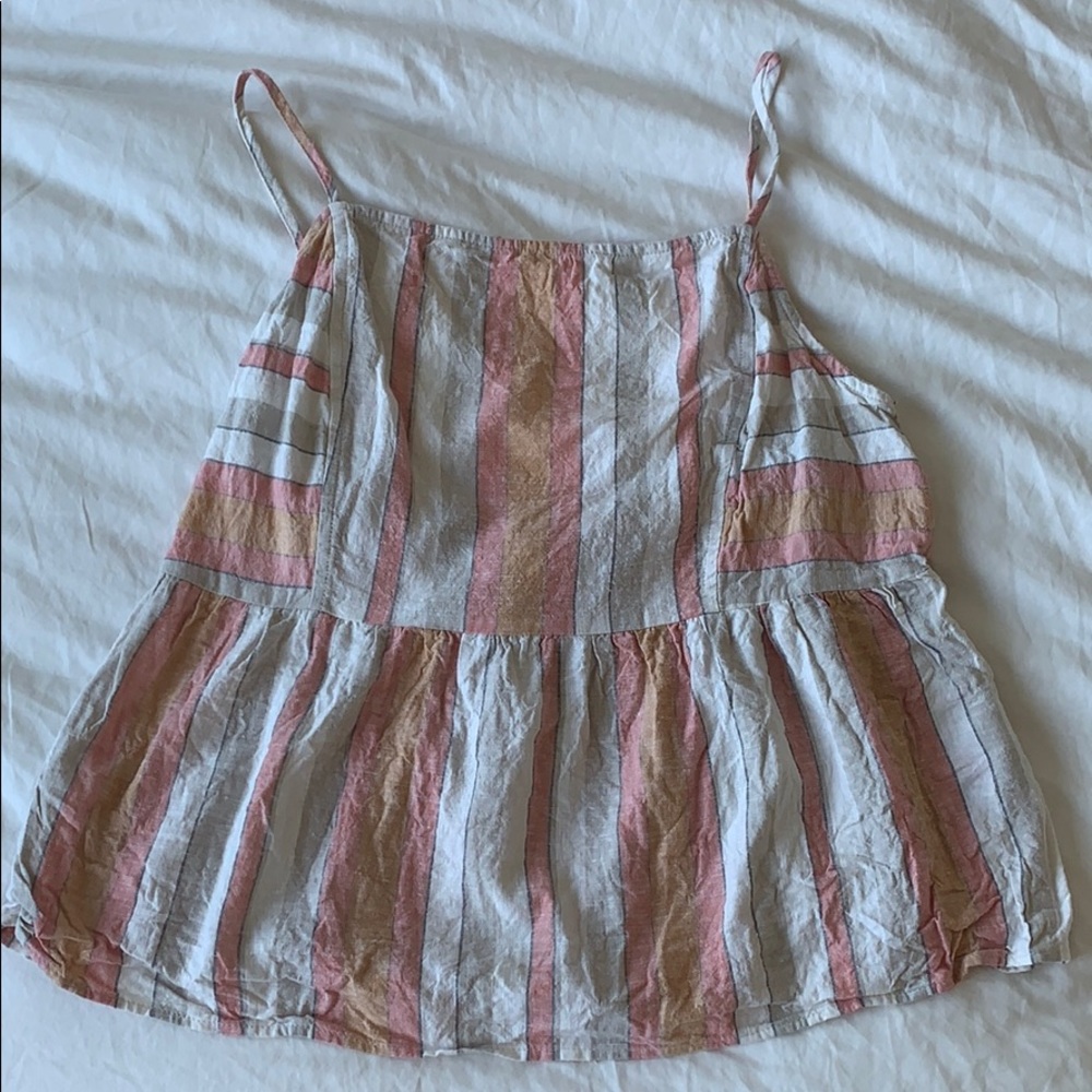 LINEN OPEN BACK STRIPED TOP